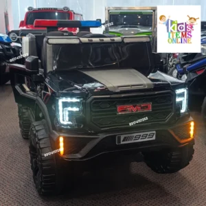 Premium GMC 4x4 Kids Electric Police Jeep with 5 Motors & Rubber Wheels (12V)