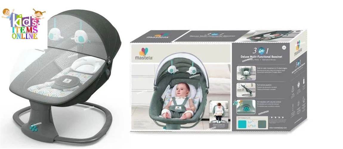 Mastela 3-in-1 Premium Electric Baby Swing, Rocker & Bassinet with Remote Control