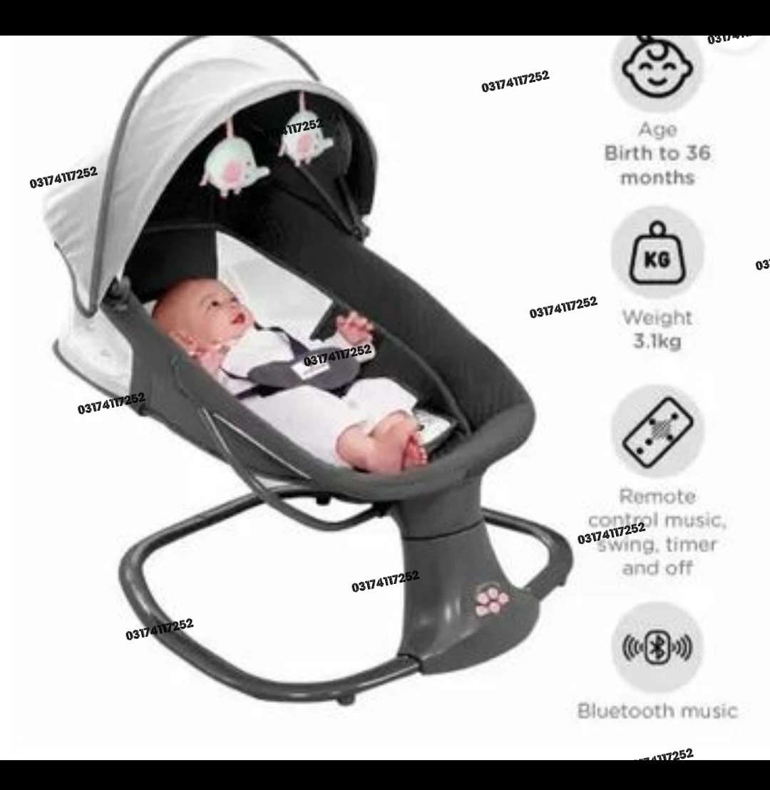 Mastela 3-in-1 Premium Electric Baby Swing, Rocker & Bassinet with Remote Control