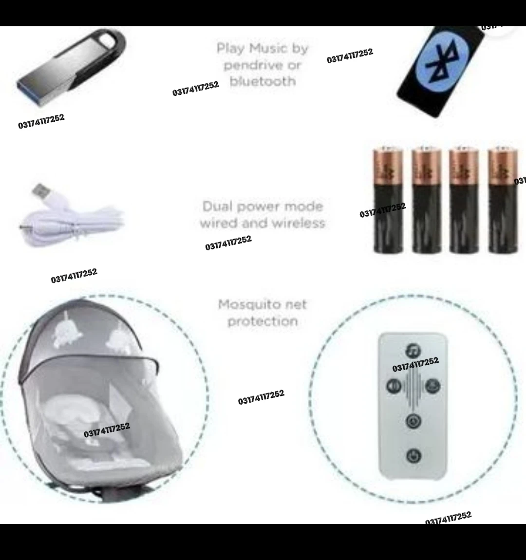 Mastela 3-in-1 Premium Electric Baby Swing, Rocker & Bassinet with Remote Control