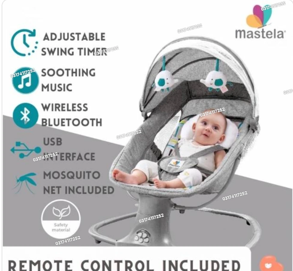 Mastela 3-in-1 Premium Electric Baby Swing, Rocker & Bassinet with Remote Control
