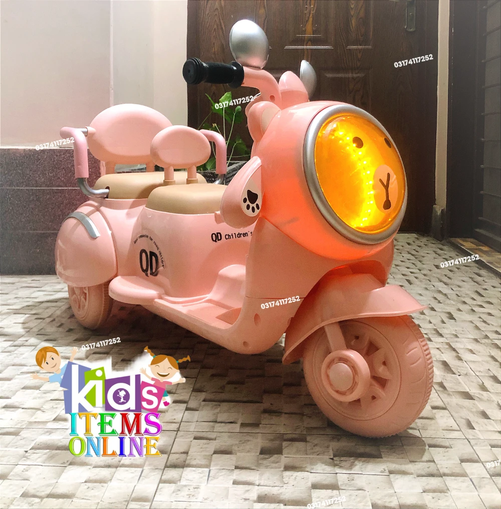 Premium 3-Wheel Double Seater Kids Electric Vespa Scooter with Double Battery
