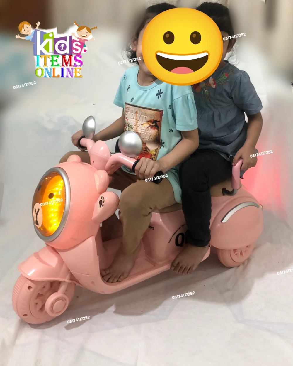 Premium 3-Wheel Double Seater Kids Electric Vespa Scooter with Double Battery
