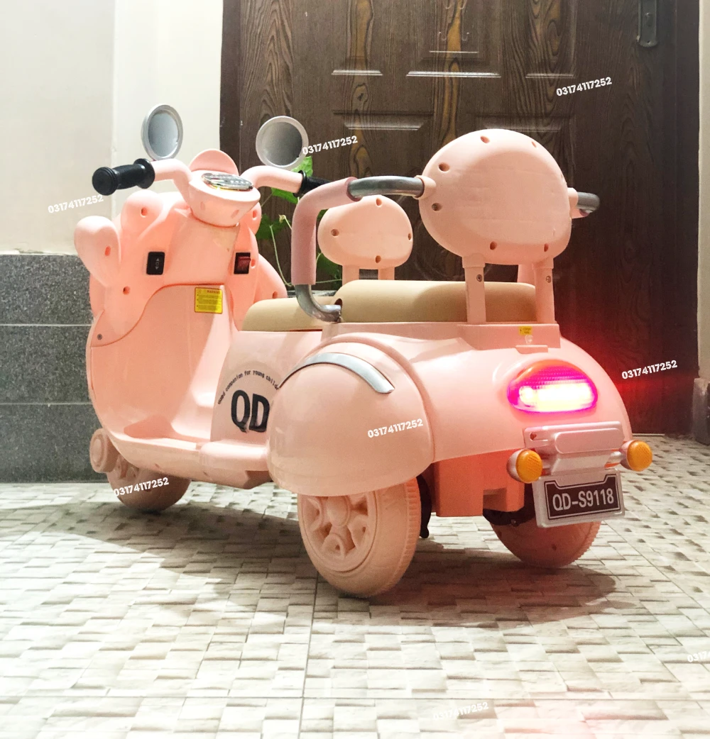 Premium 3-Wheel Double Seater Kids Electric Vespa Scooter with Double Battery