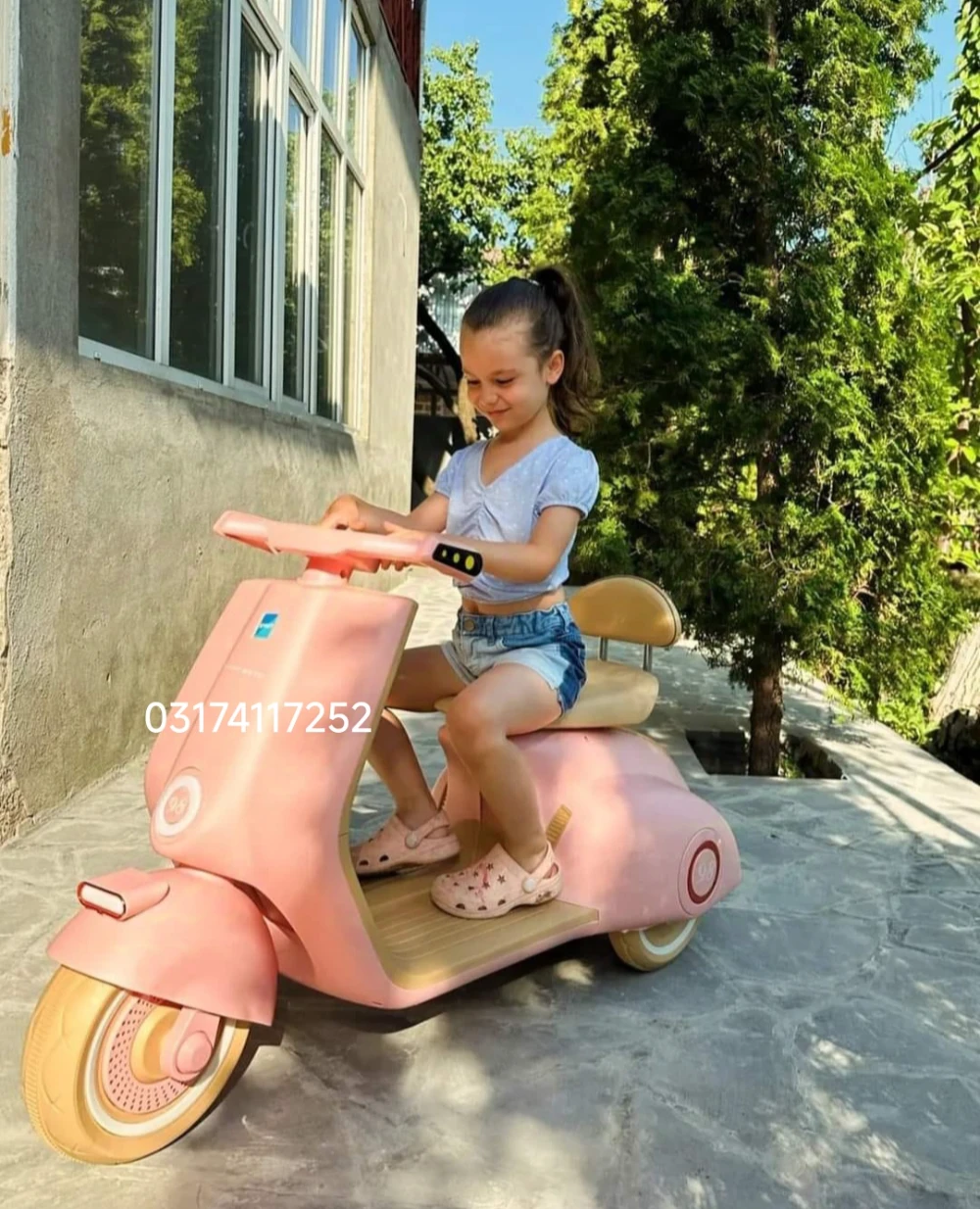 Premium Big Size Kids Electric Vespa Scooter with Double Motor & Bluetooth